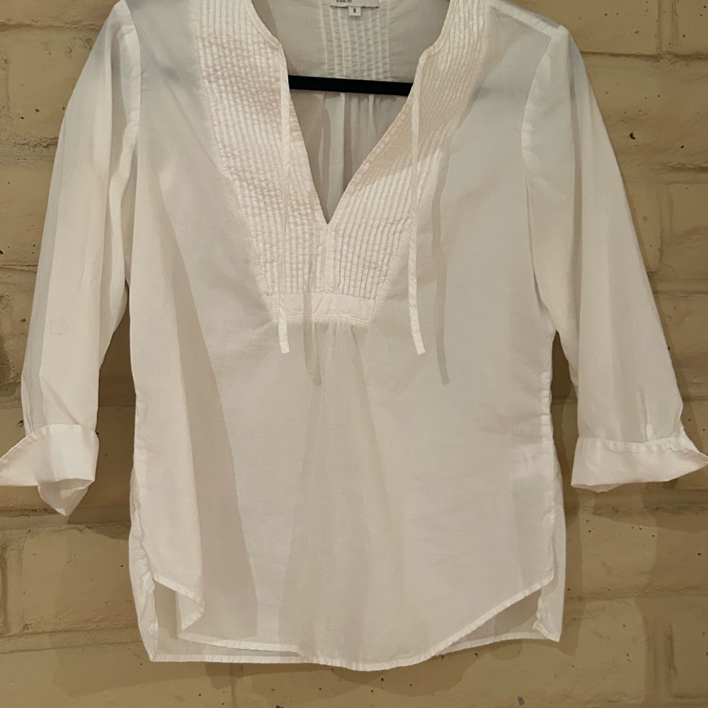 Vince White Blouse with Pintuck Detail - Picture 2 of 4